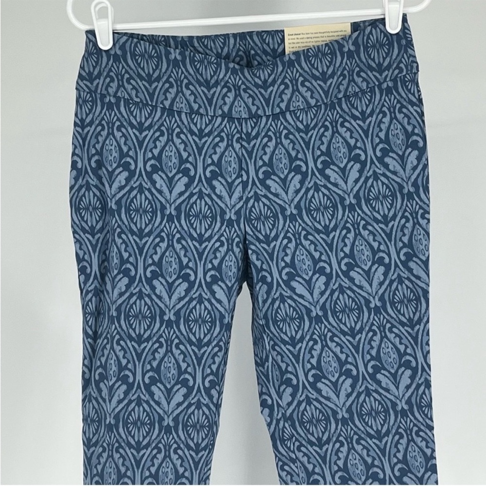 SOFT SURROUNDINGS NWT TESORI PRINT BLUE STRAIGHT LEG ANKLE PANTS SMALL PETITE - Picture 3 of 12